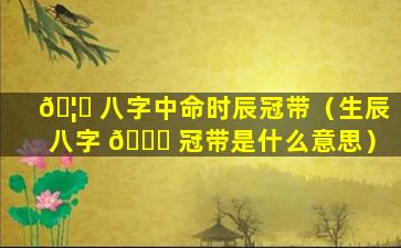 🦄 八字中命时辰冠带（生辰八字 🕊 冠带是什么意思）
